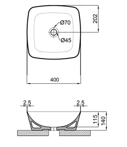 Раковина Qtap Kolibri 400х400х140 мм, White, квадратная, без донного клапана QT10116303W - фото 5