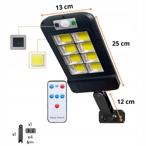 Сонячний світлодіодний світильник Red Garden P4 з датчиком руху та сутінків, 240 COB LED, пульт, IP65 - фото 3