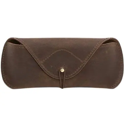 Кожаный чехол для очков BlankNote Crazy Horse с клапаном на резинке Темно-коричневый  - фото 1