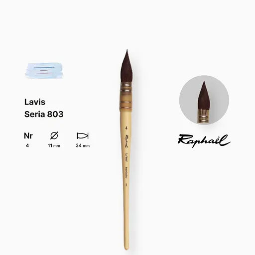 Кисть белка круглая Raphael Lavis, №4, французская вязкая, короткая ручка - фото 2