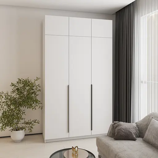 Шафа 3-дверна з антресоллю MebelStar Оскар ДСП BL-B, 4 додаткові полиці 150x52x260 см Аляска білий (MBS-4982) - фото 1