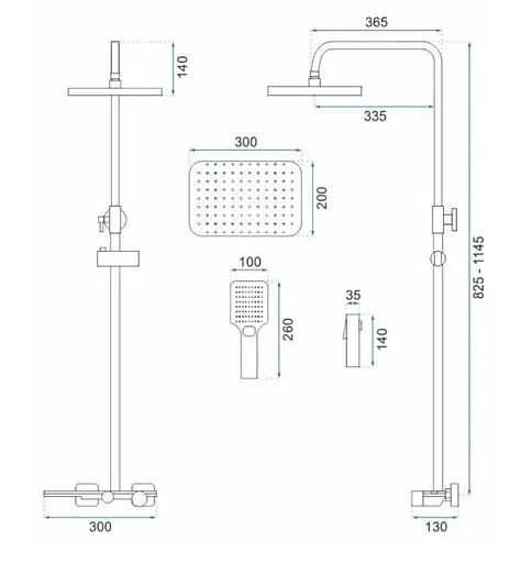 Душова система Rea Helix gold з виливом REA-P6619, Золотий - фото 10
