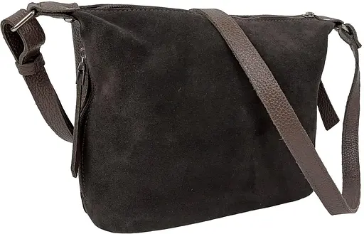 Женская сумка из натуральной кожи и замши Borsacomoda темно-коричневая sum0028738 - фото 2