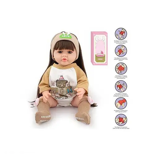 Кукла резиновая функциональная AFD, высота 52 см, звуки, прошитые волосы, аксессуары 8866-32S