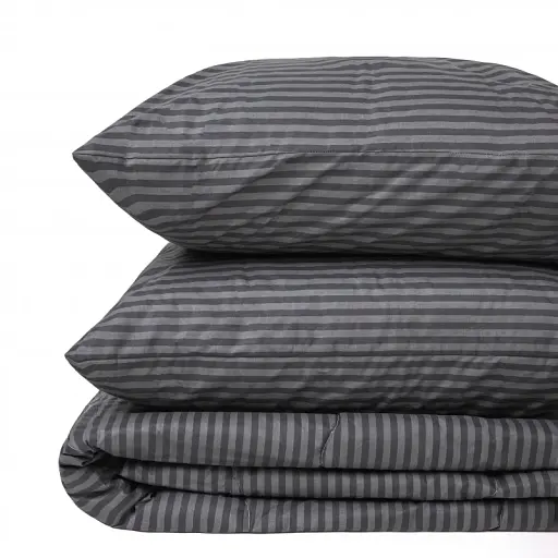 Літній постільний комплект MirSon №2931 Сolor Fun Line Stripe Black Bamboo 220х240 см чорний (2200010961409) - фото 2
