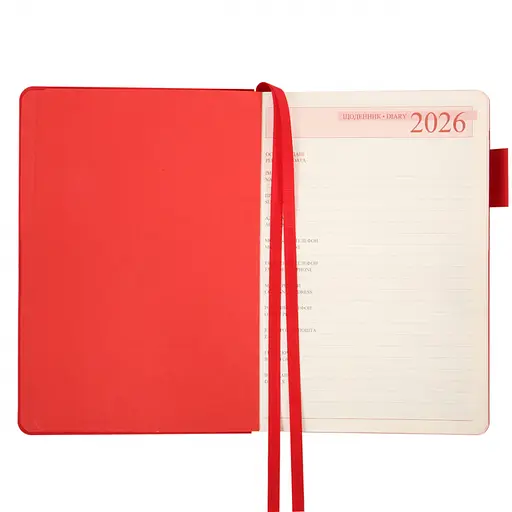 Щоденник-діловий записник А5 Leo Planner Binario 2026 м'який червоний 368 сторінок (252642) - фото 4