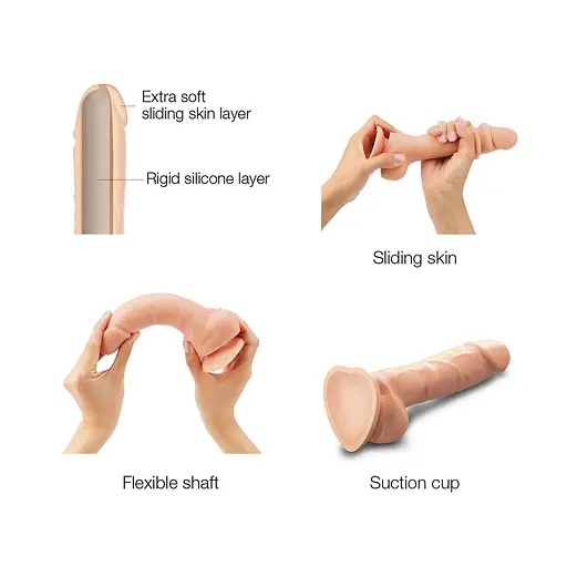 Реалістичний фалоімітатор Strap-On-Me Sliding Skin Realistic Dildo Vanille - XXL, рухливий ефект - фото 3