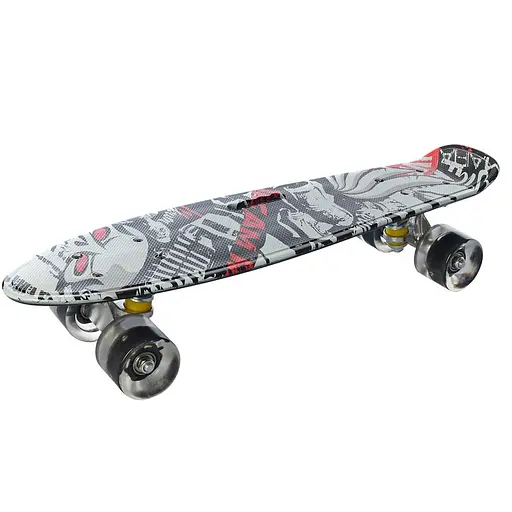 Скейт пенни, 56x14 см, алюминиевая подвеска, PU колеса со светом, антискольжение, MS0749-7 (в ассортименте)