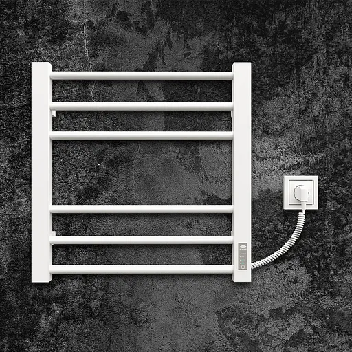 Электрический полотенцесушитель Kosser Стэп 500x500 ER тайм. белый ДСТ01ERW, Белый матовый, Правое - фото 2