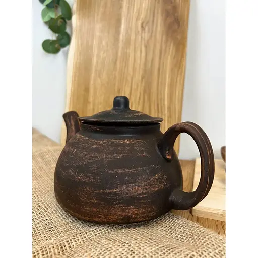 Чайник для завариваня 1 литр керамический (глиняный) с ручкой гладкий