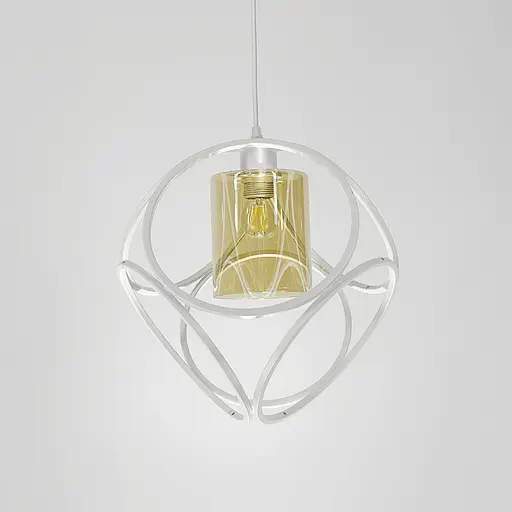 Підвісний світильник із янтарним плафоном у білому корпусі 35×35 см | Арт. 12865/1 WT+AM | Line F - фото 3