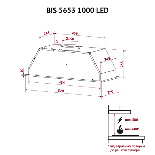 Вытяжка полновстраиваемая PERFELLI BIS 5653 WH 1000 LED - фото 12
