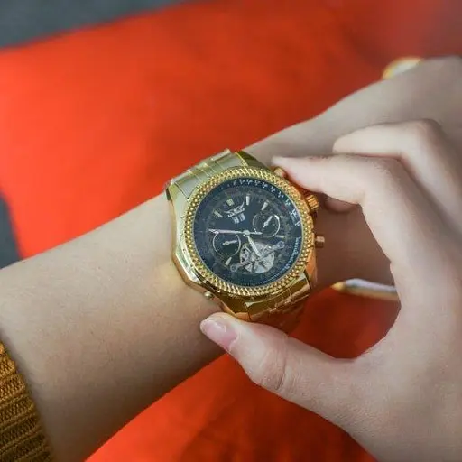 Чоловічий наручний класичний годинник Jaragar Exclusive (Золотистий) - фото 6