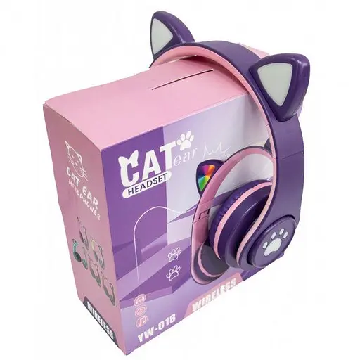 Бездротові дитячі навушники CAT EAR YW-018 з котячими вушками з підсвічуванням - фото 1