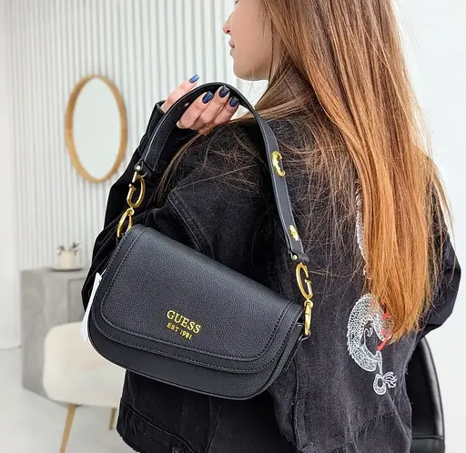 Жіноча сумка G-Dream сідло (в стилі Гесс Guess) Чорна - фото 2