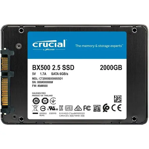 Накопичувач SSD Crucial Sata 2.5" 2TB BX500 (CT2000BX500SSD1) - фото 2