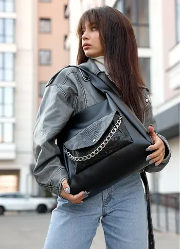 Женская сумка Sambag HOBO BLISS Черная 34 х 31 х 12 см (53453070) - фото 2