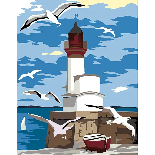 Картина за номерами Rosa Start Маяк та чайки 35x45 см
