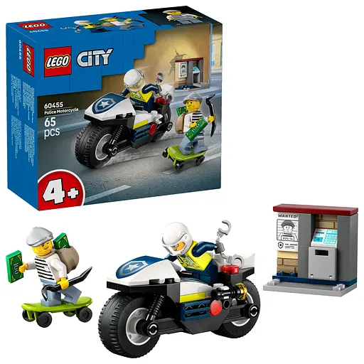 Конструктор LEGO City Преследование на полицейском мотоцикле 65 деталей (60455) - фото 4