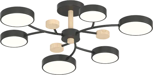 Потолочный светильник XI3324-6 Чорний+Дерево