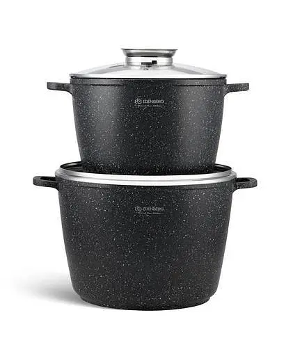 Набір дві каструлі казани з кришками Edenberg EB-8133, 4 предмети чорний - фото 2