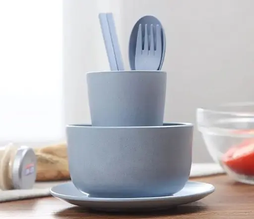 Набор детской посуды 6 посуд из биоразлагаемой пшеничной соломы, Navy - фото 2