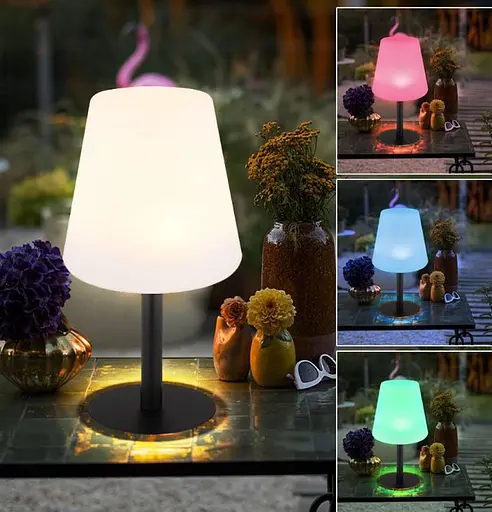 Настільна лампа RGB LED на сонячній батареї, чорний, білий, змінює колір, H 30 см - фото 2