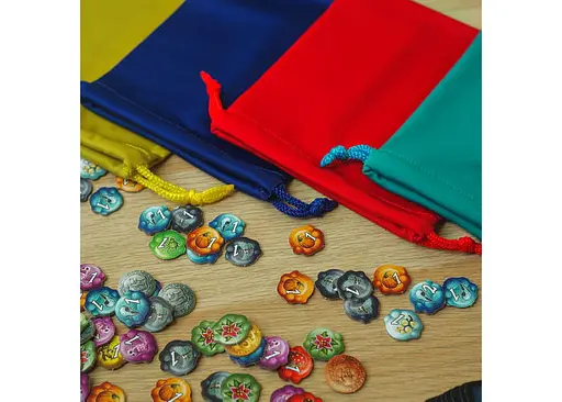 Комплект із 4-х мішечків YELLOWBOX 17х14 см до гри Пройдисвіти Кведлінбурга 4 кольори (ПК001-01) - фото 5