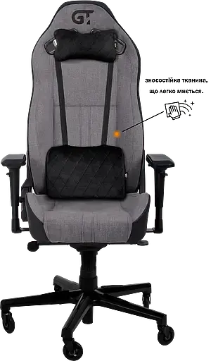 Геймерське крісло GT Racer чорне зі світло-сірим (X-8009 Fabric Light Gray/Black) - фото 5