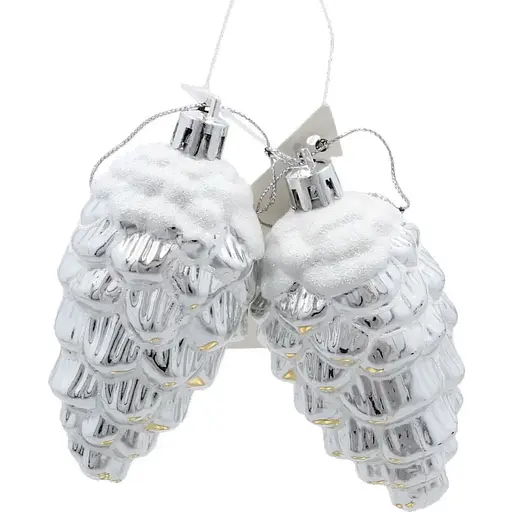 Украшение-подвеска Chomik Шишки пластиковая 9 см серебряная 2 шт. (BAI5386)
