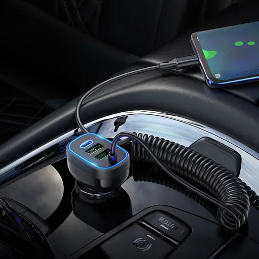 Автомобильное зарядное устройство Hoco NZ11A 2USB/ Type-C PD 30W черный + кабель Type-C - фото 2