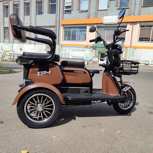 Електроскутер Триколісний Crosser TR1 (600W, 72V, 20Ah) Коричневий - фото 4