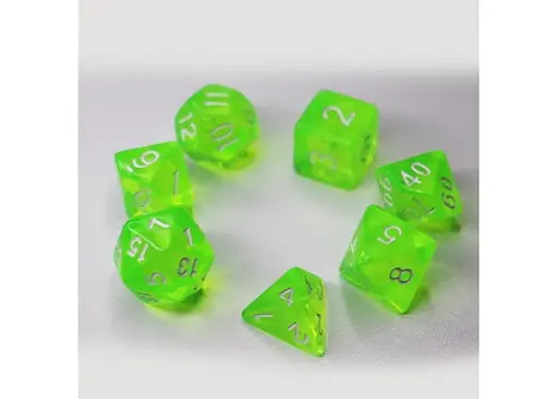 Набор кубиков Transparent 7 Dice Set - Light green , 7 шт. (g7dtran13) - фото 2