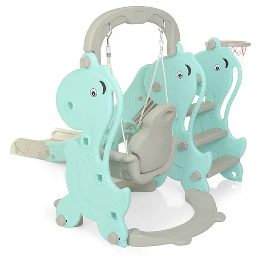 Дитяча гірка-гойдалка BAMBI YG2020-2-4 з баскетбольним кільцем, ш153-г195-в110см, голуба - фото 7