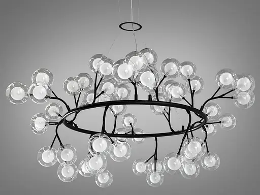 Красива новинка люстра підвіс "Світлячок", 54 лампи, чорна люстра - фото 2