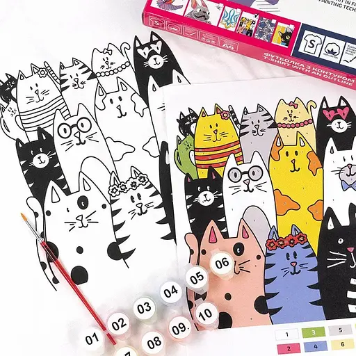 Набор футболка-раскраска Rosa Talent Кошки хлопок 100% размер S  - фото 3