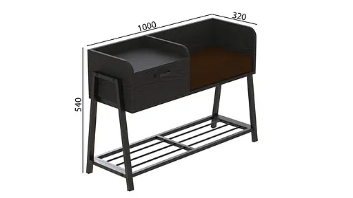 Банкетка з тумбочкою Бланка 540x1000x320 метал Чорний ДСП Сосна Кембра 16мм FRD-103026 - фото 2