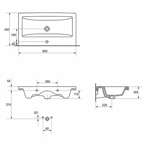Умивальник Cersanit Como 80 см з переливом, меблевий - фото 2
