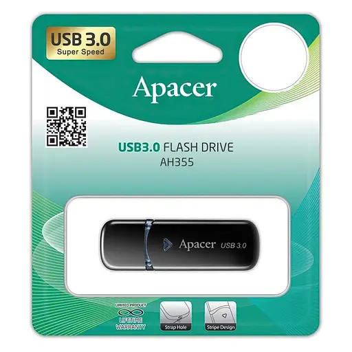 Флеш-накопичувач Apacer USB3.0 32GB AH355 Black (AP32GAH355B-1) - фото 2