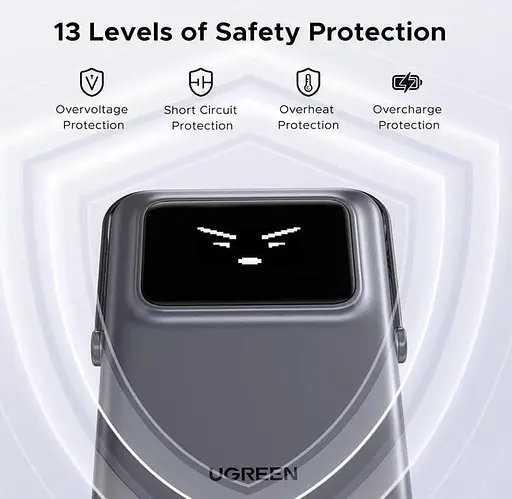 Беспроводной магнитный павербанк Ugreen PB572 Qi2 10000 mah 20 W со сложной подставкой и TFT дисплеем серый - фото 5