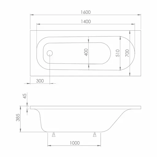 Ванна акрилова mprese Rozkos 160x70 без ніжок whte b0701016070 Білий - фото 2