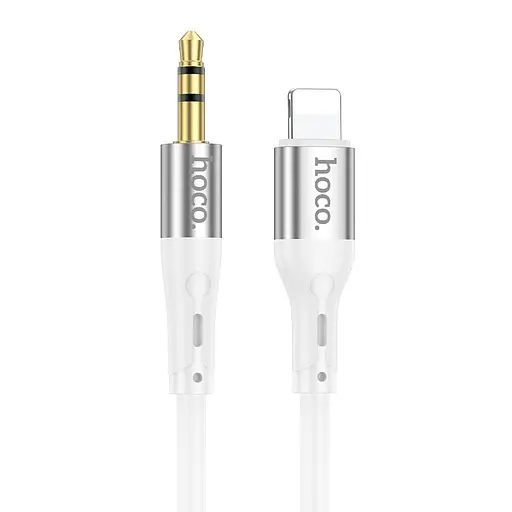 Аудiокабель HOCO UPA22 iP silicone digital audio conversion cable White - фото 1