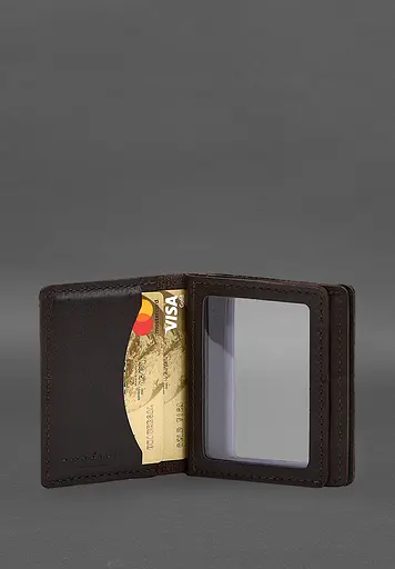 Кожаная обложка для водительского удостоверения, ID и пластиковых карт 2.1 коричневая - фото 6