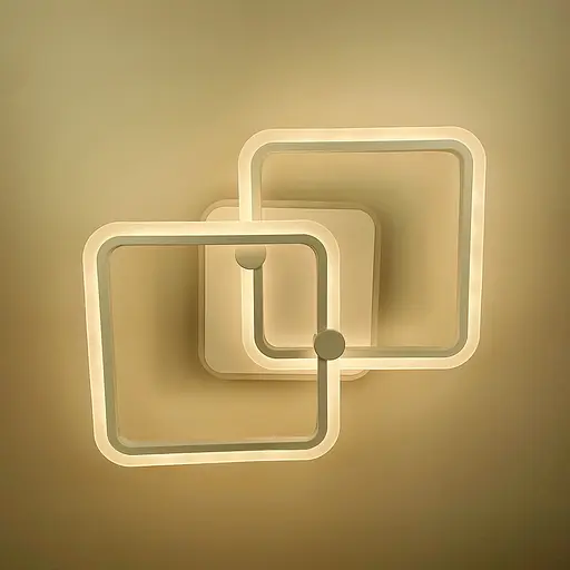 Потолковая минималистичная LED люстра в белом металлическом корпусе 50х43 см | Line F | Ст. 2503/2 WT - фото 2