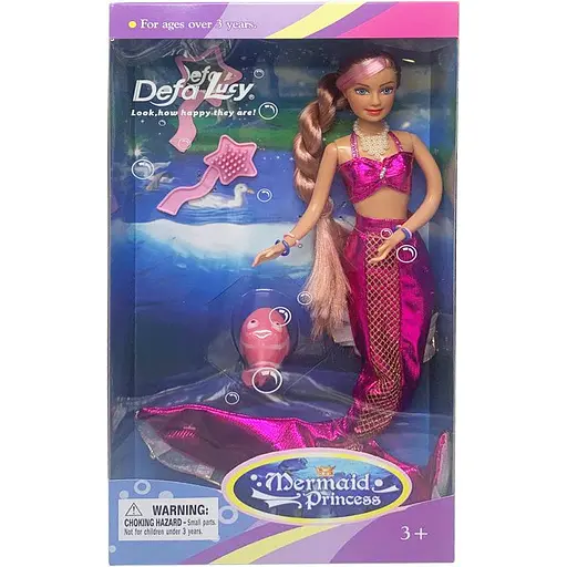 Детская кукла Русалка Bambi 20983 меняет цвет волос Розовый - фото 1