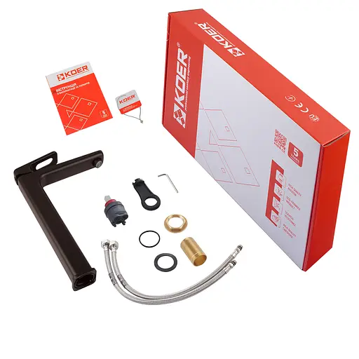 Змішувач для умивальника високий Koer KB-11031-05 KR5434 Чорний матовий - фото 4