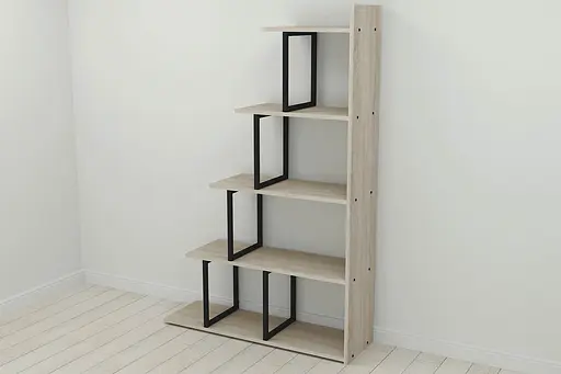 Этажерка Ferrum-decor Стелла 1600x1020x300 Черный металл ДСП Дуб Сонома (FRD-103465)