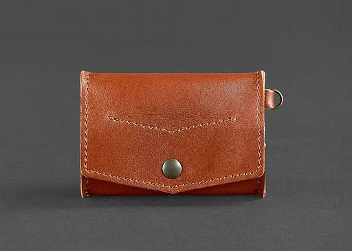 Кожаная монетница с клапаном 1.0 светло-коричневая. - фото 1