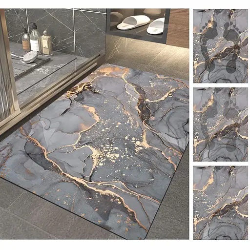 Суперпоглощающий Диатомитовый Коврик Aquarius для ванной 60 х 90 см Серый Мрамор - фото 3