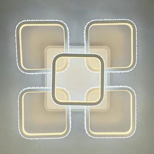 Стельова світлодіодна люстра в корпусі білого кольору з RGB підсвіткою | Арт. A 77073/4+1 RGB WT | Line F - фото 1